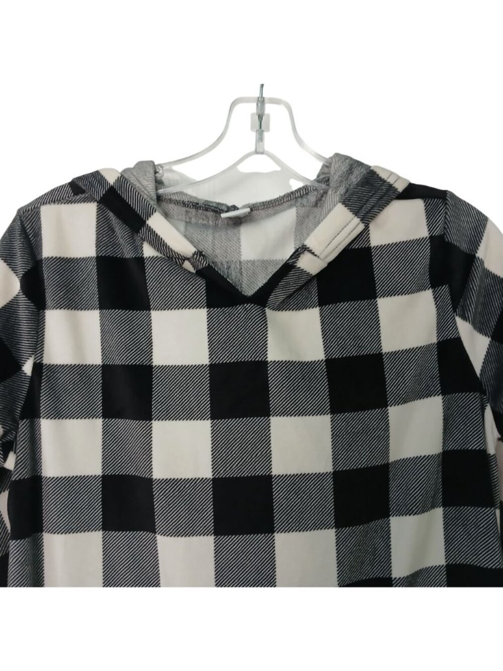 Sleep Chic Size XS Nightgown Hooded Black White Buffalo Check Super Soft #D-40 - Picture 7 of 9